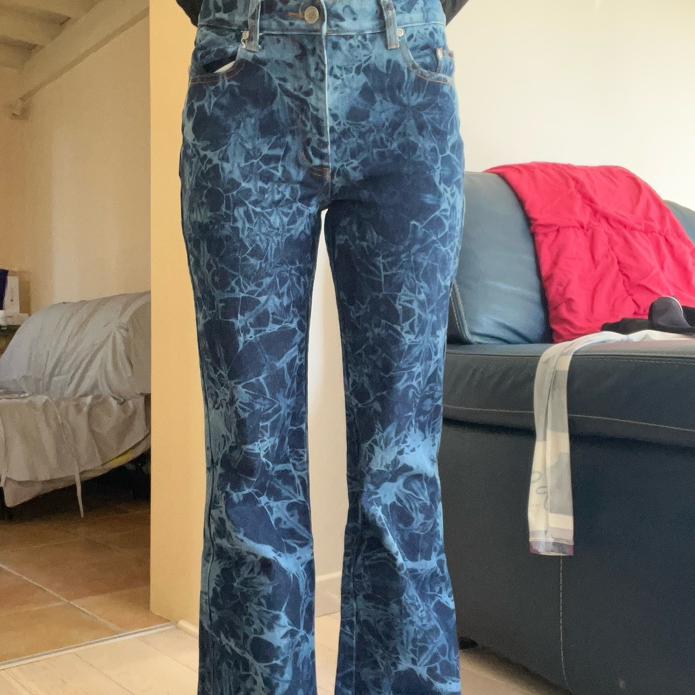 Blue Flare Acid Wash Jeans